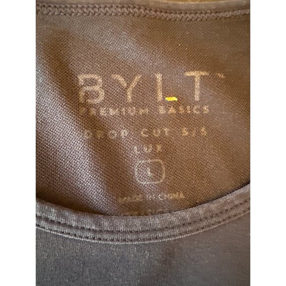 BYLT Premium Basics Drop-Cut S/S Mens Shirt LUX Size L Black Workout Athletic - Picture 2 of 5